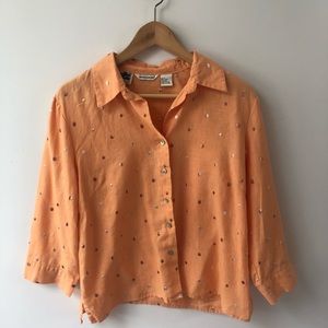 Pastel Orange Vintage Linen Blouse